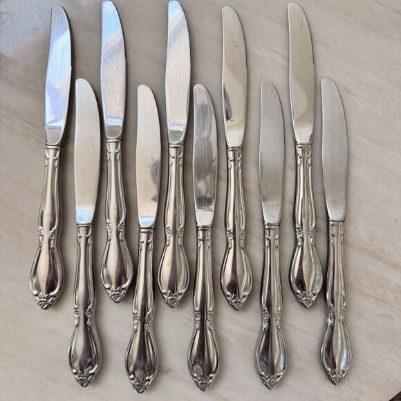 10pc ONEIDA Chatelaine Stainless Dinner Knife Set 8 1/2” Community Betty Crocker - Picture 6 of 8
